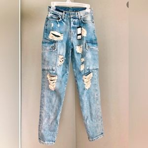 LF Distressed Cargo Blue Jeans